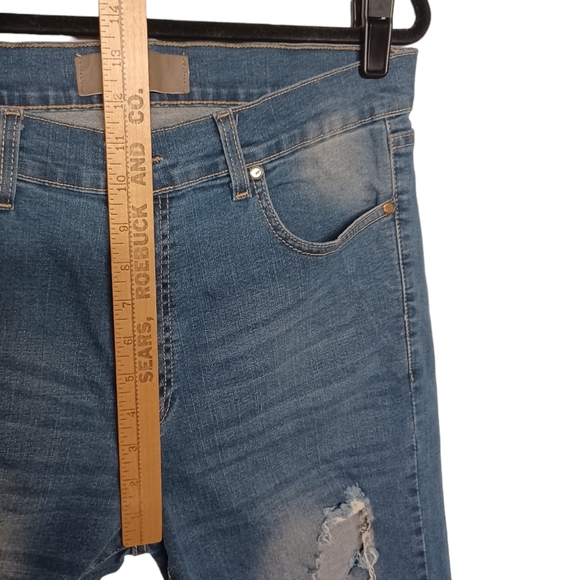 MORTON'S 1981 Dark Medium Blue Distressed High Rise Skinny Denim Jeans 36 - Picture 7 of 8